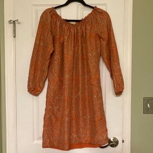 Michael Kors 100% silk boho orange paisley dress